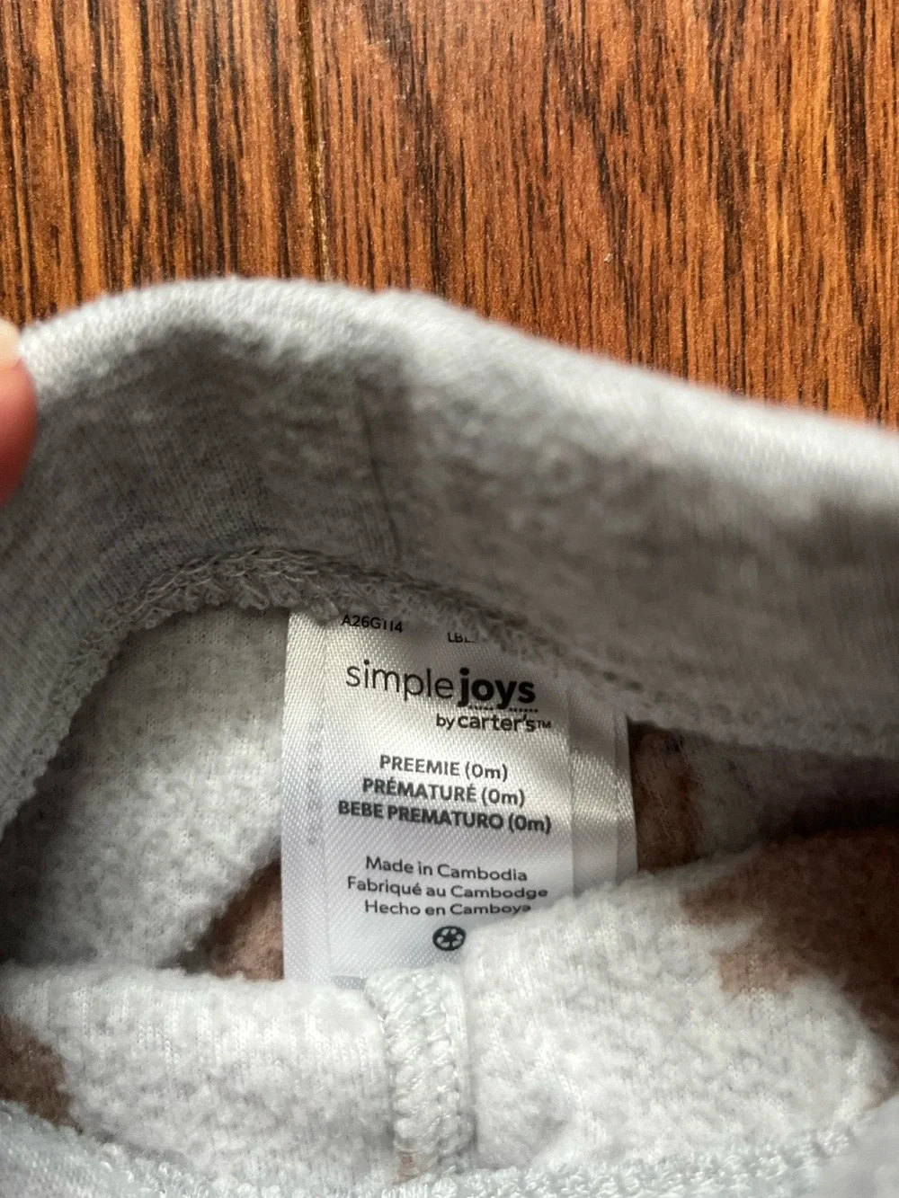 Carter's Cozy Fleece Bottoms - Gray, Brown, Light Gray - Size Preemie (0m)
